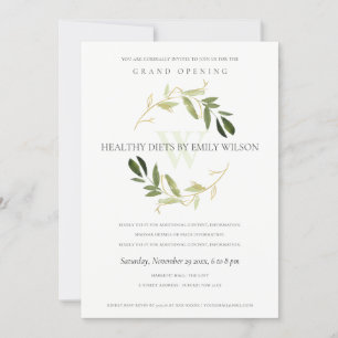 GROEN GOLD FOLIAGE WREATH GRAND OPENEN INVITE BEDANKKAART
