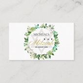 GROEN GOLD FOLIAGE WREATH STAR BAR BAT MITZVAH PLAATSKAARTJE (Achterkant)
