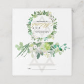 GROEN GOLD FOLIAGE WREATH STAR BAR BAT MITZVAH PLAATSKAARTJE (Buitenkant ongevouwen)