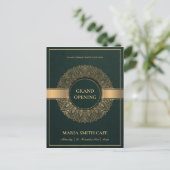 GROEN GOLD  MANDALA GRAND OPENEN INVITE BRIEFKAART (Staand voorkant)