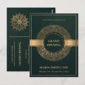 GROEN GOLD  MANDALA GRAND OPENEN INVITE BRIEFKAART (Voorkant / Achterkant)