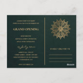 GROEN GOLD  MANDALA GRAND OPENEN INVITE BRIEFKAART (Achterkant)