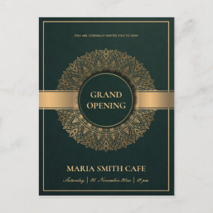 GROEN GOLD  MANDALA GRAND OPENEN INVITE BRIEFKAART