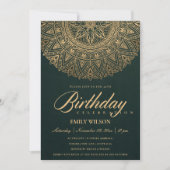 GROEN GOLD MANDALA JAAR 40E BIRTHDAY PARTIJ KAART (Voorkant)