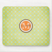 Groen Gold Pattern Achtergrond Oranje Monogram Muismat (Voorkant)