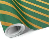 Groen Gold Striped Wrapping Paper Cadeaupapier (Rol Hoek)