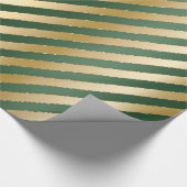Groen Gold Stripes kerstpapier Cadeaupapier (Hoek)