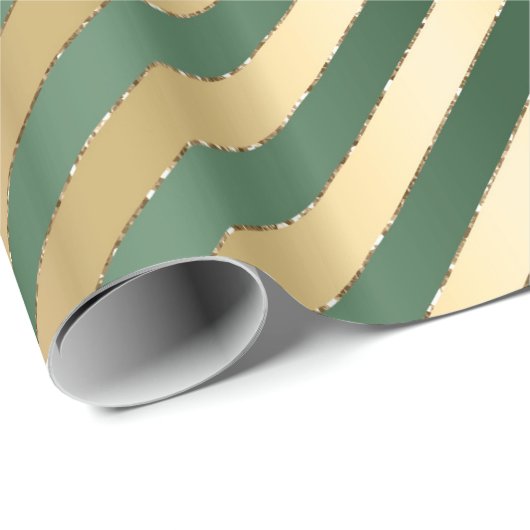 Groen Gold Stripes kerstpapier Cadeaupapier (Rol Hoek)