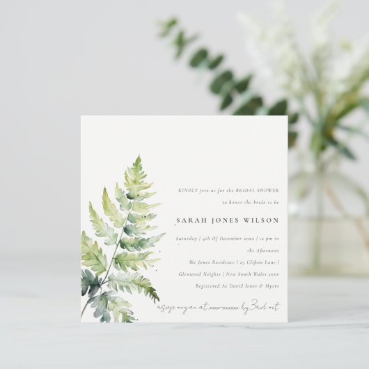 GROEN GOLD WATERVERF FERN FOLIAGE VRIJGEZELLENFEES KAART (Staand voorkant)