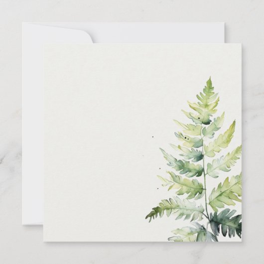 GROEN GOLD WATERVERF FERN FOLIAGE VRIJGEZELLENFEES KAART (Achterkant)