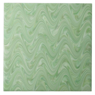 Groen Golfachtig Abstract Patroon Tegeltje