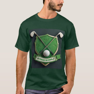 Groen golfembleem met clubs en bal t-shirt