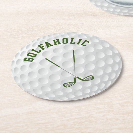 Groen golfen gekruiste clubs aangepaste tekst ronde kartonnen onderzetter (Gebogen)