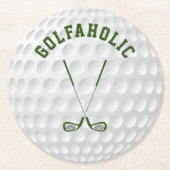 Groen golfen gekruiste clubs aangepaste tekst ronde kartonnen onderzetter (Voorkant)