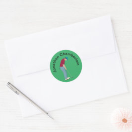 Groen Golfer snijdend Golfbalontwerp Ronde Sticker