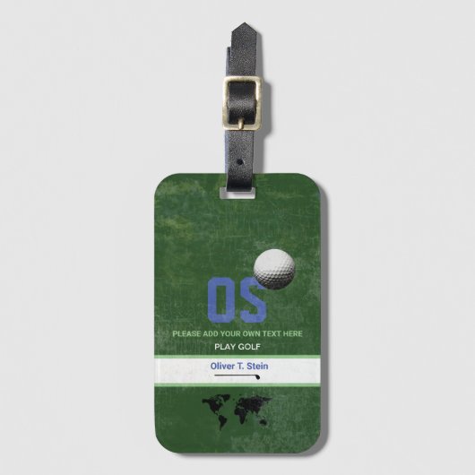groen Golfer travel-label met golfnaam Bagagelabel (Voorkant (verticaal))