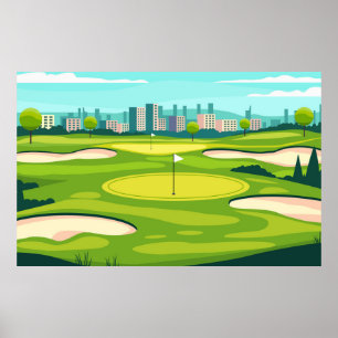 Groen golfveldontwerp poster