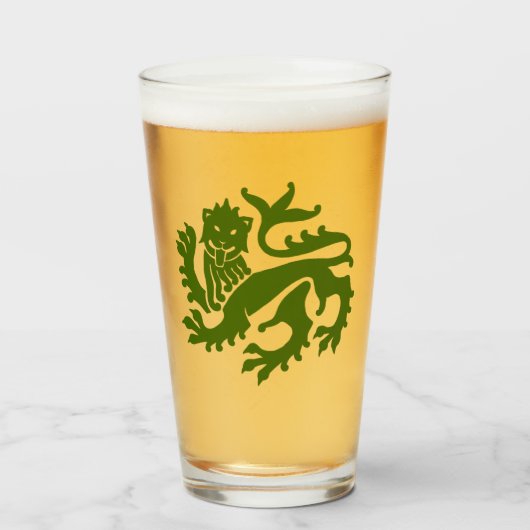 Groen Gotisch Revival Leeuwenglas Glas (Voorkant gevuld)