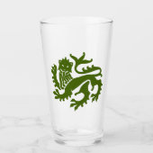 Groen Gotisch Revival Leeuwenglas Glas (Voorkant)
