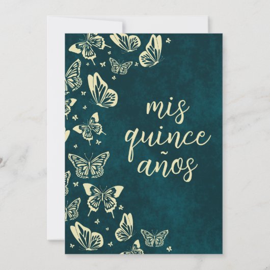 Groen Goud 15 Verjaardag Tiara Butterfly Mis Quinc Kaart (Achterkant)