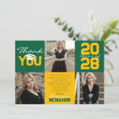Groen & Goud 3 Foto Afstuderen Dank u Kaart (Staand voorkant)
