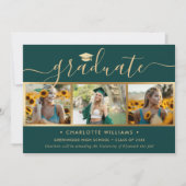 Groen Goud 4 Foto Collage Script Afstuderen Aankondiging (Voorkant)