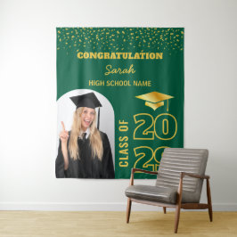 Groen & Goud Aangepast Afstuderen Achtergrond met Wandkleed