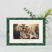 Groen & Goud Aangepaste Foto Kerstvakantie Kaart (Staand voorkant)