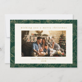 Groen & Goud Aangepaste Foto Kerstvakantie Kaart
