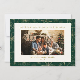 Groen & Goud Aangepaste Foto Kerstvakantie Kaart
