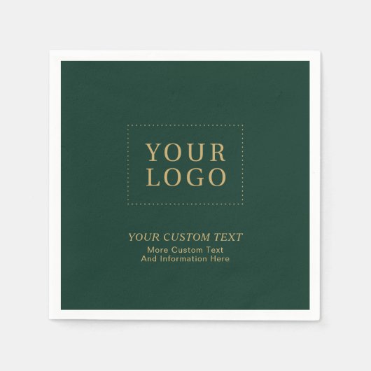 Groen & Goud | Aangepaste zakelijke Logo Promotie Servet (Voorkant)