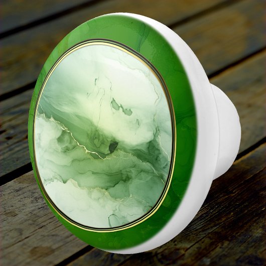 Groen Goud Abstract Aangepaste Foto Keramische Knop