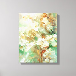 Groen & Goud Abstract Bloemen Canvas Muurkunst