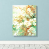 Groen & Goud Abstract Bloemen Canvas Muurkunst Afdruk (Insitu (Houten vloer))