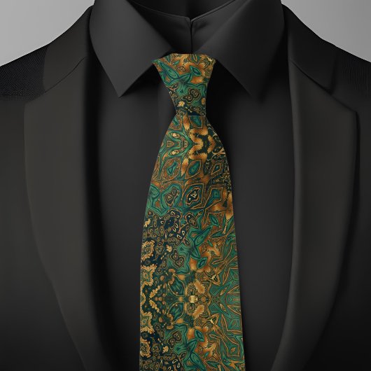 Groen Goud Abstract Patroon Stropdas