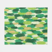 Groen Goud Abstract Penseelstreken Patroon Fleece Deken (Voorkant (Horizontaal))
