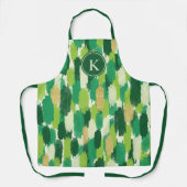 Groen Goud Abstract Penseelstreken Patroon Monogra Schort (Voorkant)