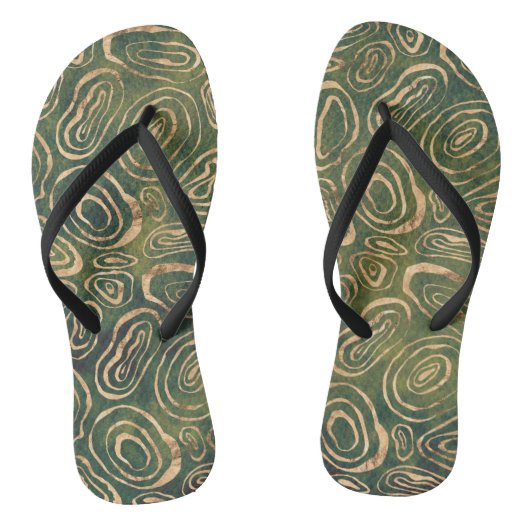 Groen goud abstract teenslippers (Voetbed)