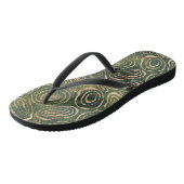 Groen goud abstract teenslippers (Schuin)