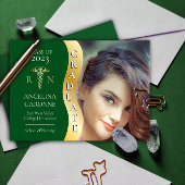 Groen |Goud Afgestudeerd Golf Caduceus RN Verpleeg Aankondiging