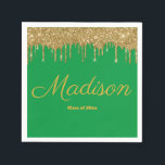 Groen & Goud Afstudeerfeest Klasse van 2024 Papier Servet<br><div class="desc">afstudeerfeest papieren servietten servet,  klas van 2024 feest uni,  aangepast behandel cadeau neem mee lekkernij,  gepersonaliseerde afgestudeerde naam script 2025,  aangepaste viering aanpassen phd jd,  master verpleegkundige ma ms md,  afstudeer bijeenkomst vieren leraar,  medisch bachelor arts verpleegkunde,  middelbare school universiteit mba,  kleuterschool cpa midden groen goud</div>