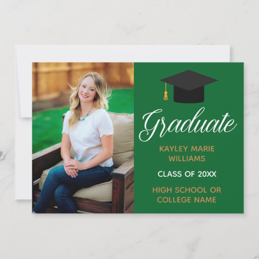 Groen Goud Afstuderen Foto 2025 Afstuderen Aankondiging (Voorkant)