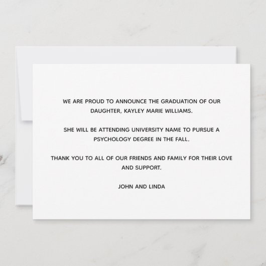 Groen Goud Afstuderen Foto 2025 Afstuderen Aankondiging (Achterkant)