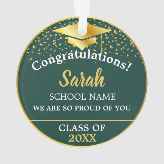 Groen & Goud Afstuderen Klasse van 2024 Douanenaam Ornament (achterkant)