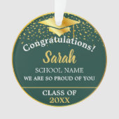 Groen & Goud Afstuderen Klasse van 2024 Douanenaam Ornament (voorkant)