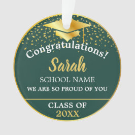 Groen & Goud Afstuderen Klasse van 2024 Douanenaam Ornament