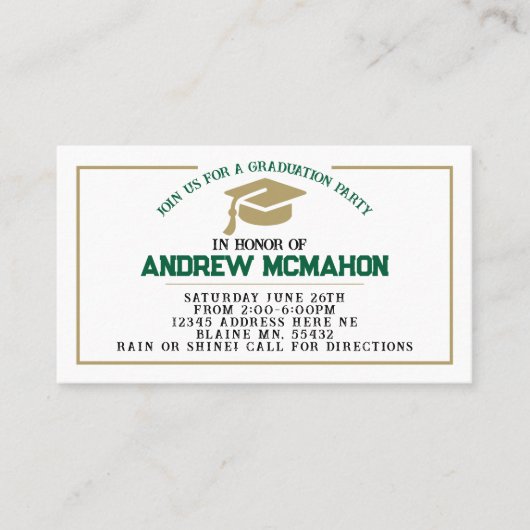 Groen & Goud Afstuderen Uitnodigen Aankondiging in (Voorkant)