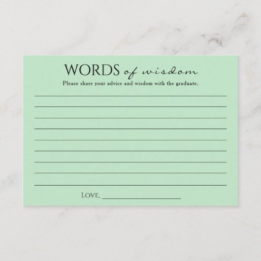 Groen goud Afstuderen woorden van Afstuderen Informatiekaartje (Achterkant)