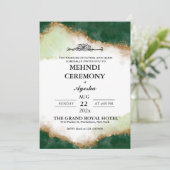 Groen Goud Agaat Islamitische Bruiloft Mehndi Kaart (Staand voorkant)