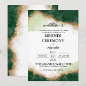 Groen Goud Agaat Islamitische Bruiloft Mehndi Kaart (Voorkant / Achterkant)